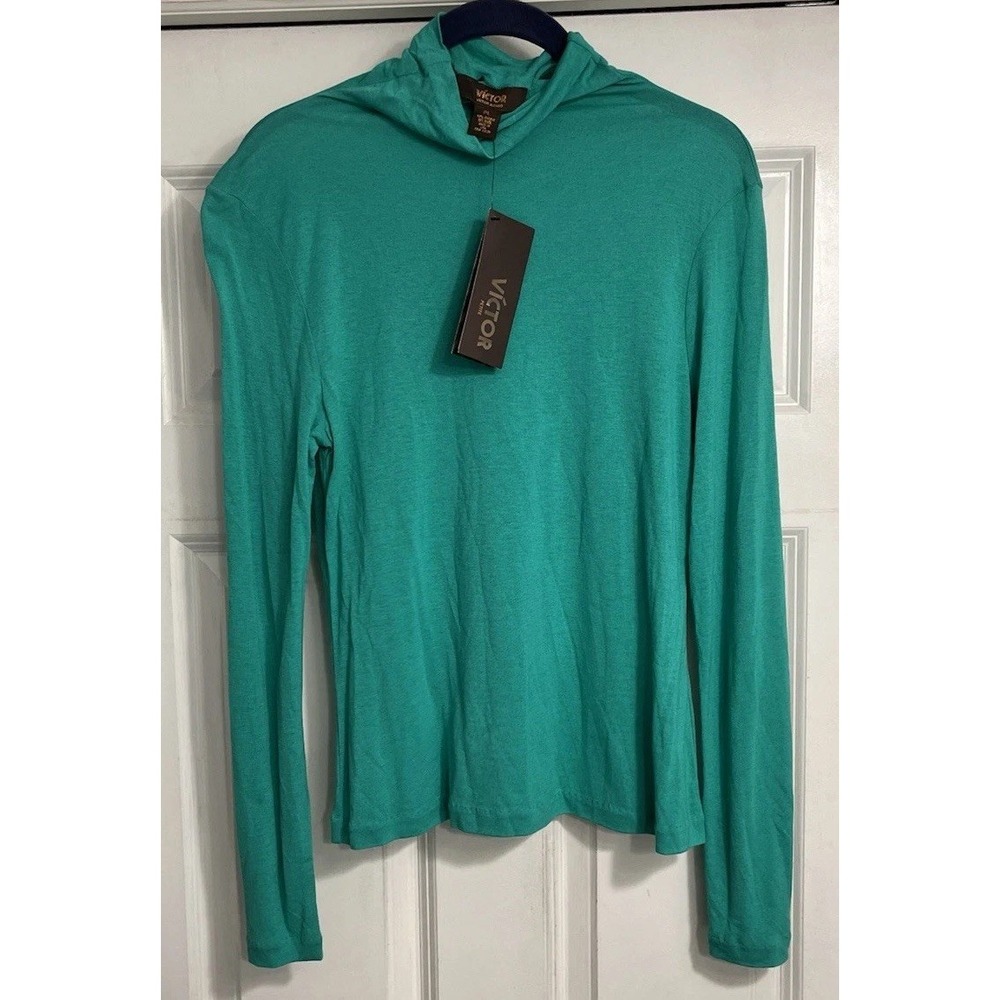 NWT Victor Womens Petite Large Wool Blend‎ Turtle Neck Thin Lightweight Green